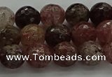 CBQ322 15.5 inches 8mm faceted round strawberry quartz beads