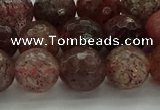 CBQ323 15.5 inches 10mm faceted round strawberry quartz beads