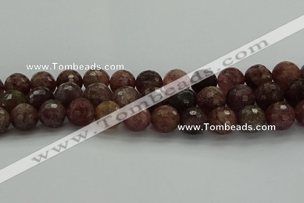 CBQ325 15.5 inches 14mm faceted round strawberry quartz beads