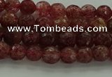 CBQ330 15.5 inches 4mm faceted round strawberry quartz beads