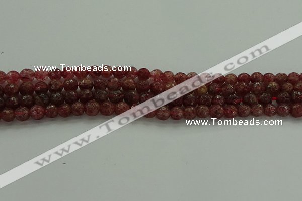 CBQ331 15.5 inches 6mm faceted round strawberry quartz beads