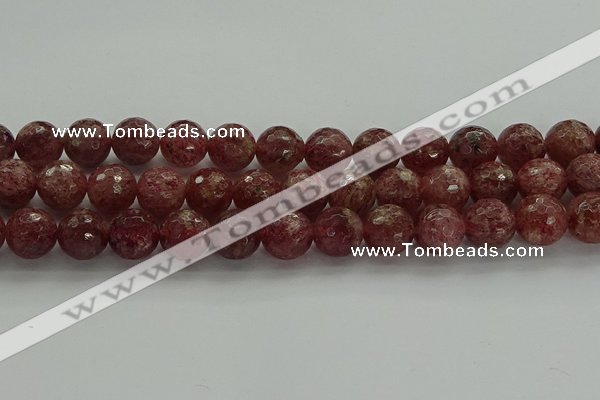 CBQ334 15.5 inches 12mm faceted round strawberry quartz beads