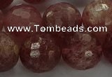 CBQ335 15.5 inches 14mm faceted round strawberry quartz beads