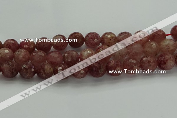 CBQ335 15.5 inches 14mm faceted round strawberry quartz beads