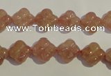 CBQ36 15.5 inches 11mm carved flower strawberry quartz beads