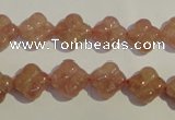 CBQ36 15.5 inches 11mm carved flower strawberry quartz beads