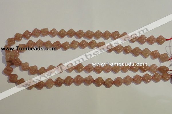 CBQ36 15.5 inches 11mm carved flower strawberry quartz beads