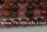 CBQ411 15.5 inches 6mm faceted round strawberry quartz beads