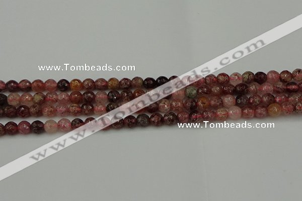 CBQ411 15.5 inches 6mm faceted round strawberry quartz beads