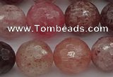 CBQ415 15.5 inches 14mm faceted round strawberry quartz beads