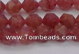 CBQ432 15.5 inches 8mm faceted nuggets strawberry quartz beads