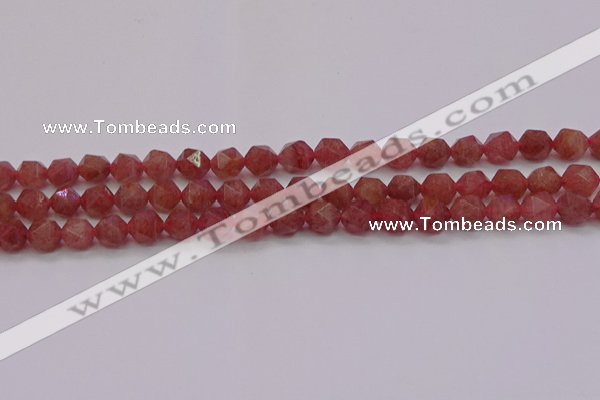 CBQ432 15.5 inches 8mm faceted nuggets strawberry quartz beads