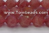 CBQ433 15.5 inches 10mm faceted nuggets strawberry quartz beads