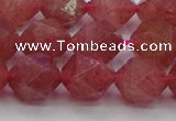 CBQ434 15.5 inches 12mm faceted nuggets strawberry quartz beads