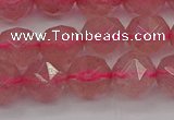 CBQ438 15.5 inches 10mm faceted nuggets strawberry quartz beads