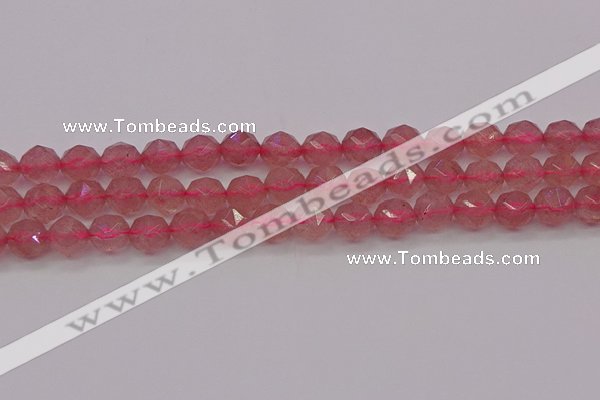 CBQ438 15.5 inches 10mm faceted nuggets strawberry quartz beads