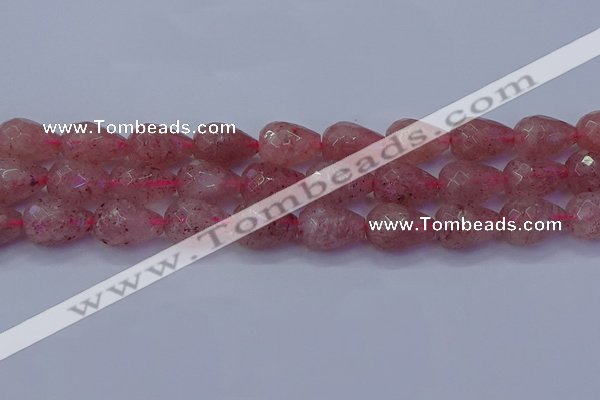 CBQ455 15.5 inches 13*18mm faceted teardrop strawberry quartz beads