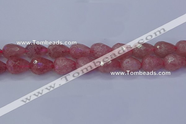 CBQ456 15.5 inches 15*20mm faceted teardrop strawberry quartz beads