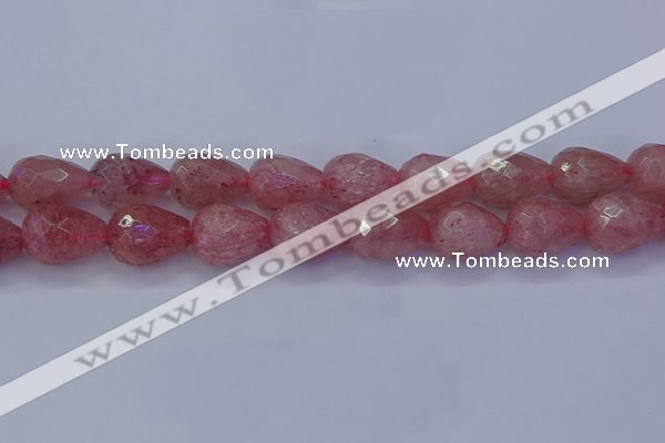 CBQ456 15.5 inches 15*20mm faceted teardrop strawberry quartz beads