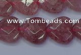 CBQ469 15.5 inches 12mm faceted heart strawberry quartz beads