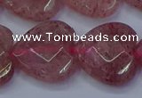 CBQ472 15.5 inches 18mm faceted heart strawberry quartz beads