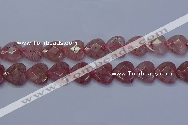 CBQ472 15.5 inches 18mm faceted heart strawberry quartz beads