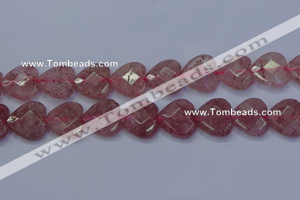 CBQ473 15.5 inches 20mm faceted heart strawberry quartz beads