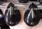 CBQ511 Top drilled 10*14mm flat teardrop natural black quartz beads