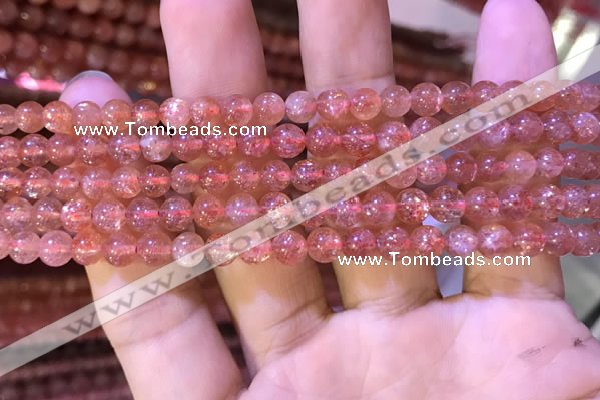 CBQ558 15.5 inches 4mm round golden strawberry quartz beads