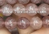 CBQ572 15.5 inches 8mm faceted round strawberry quartz beads