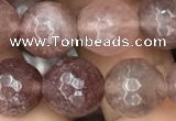 CBQ574 15.5 inches 12mm faceted round strawberry quartz beads