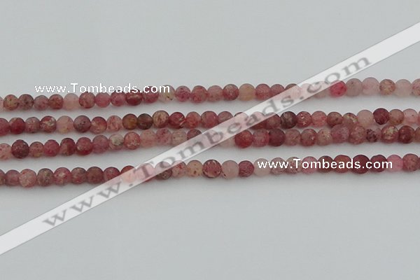 CBQ660 15.5 inches 6mm round matte strawberry quartz beads