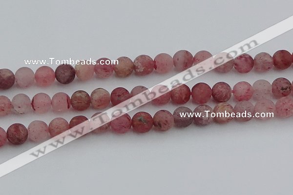 CBQ663 15.5 inches 12mm round matte strawberry quartz beads