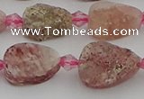 CBQ668 15.5 inches 8*12mm flat teardrop matte strawberry quartz beads