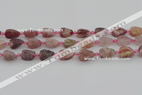 CBQ668 15.5 inches 8*12mm flat teardrop matte strawberry quartz beads