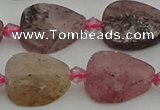 CBQ669 15.5 inches 10*15mm flat teardrop matte strawberry quartz beads