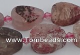 CBQ670 15.5 inches 12*16mm flat teardrop matte strawberry quartz beads