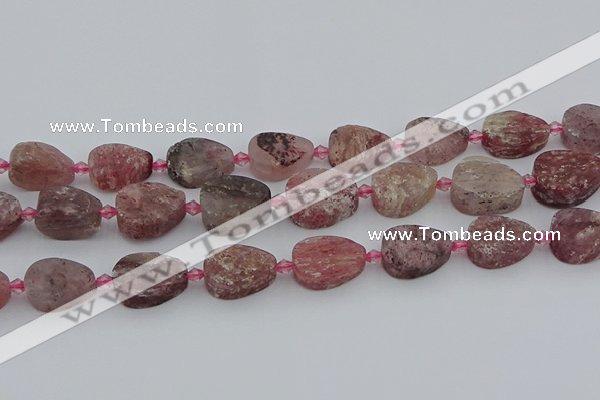 CBQ670 15.5 inches 12*16mm flat teardrop matte strawberry quartz beads