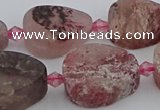 CBQ671 15.5 inches 13*18mm flat teardrop matte strawberry quartz beads