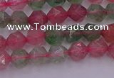 CBQ681 15.5 inches 6mm faceted nuggets mixed strawberry quartz beads