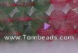 CBQ682 15.5 inches 8mm faceted nuggets mixed strawberry quartz beads