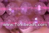 CBQ688 15.5 inches 8mm faceted round strawberry quartz gemstone beads