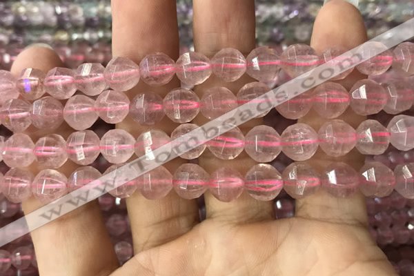 CBQ691 15.5 inches 8mm faceted round strawberry quartz beads