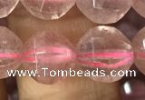 CBQ692 15.5 inches 10mm faceted round strawberry quartz beads