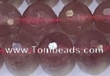 CBQ703 15.5 inches 10mmm faceted round strawberry quartz beads