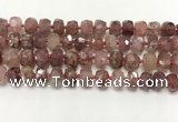 CBQ711 15.5 inches 6*10mm - 8*11mm faceted tyre strawberry quartz beads