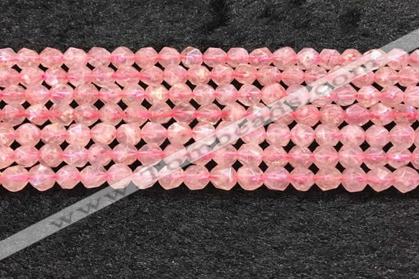 CBQ718 15.5 inches 6mm faceted nuggets strawberry quartz beads
