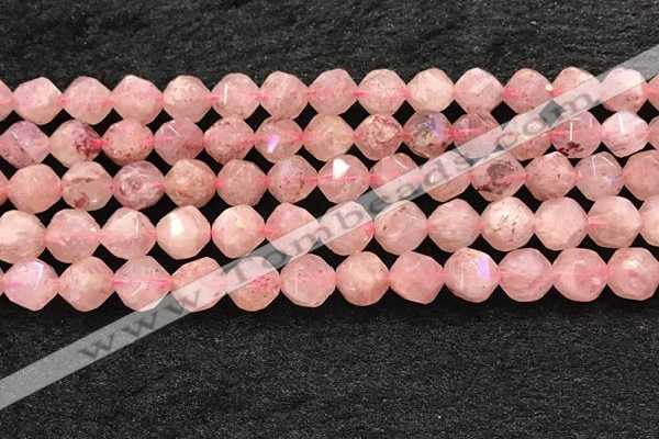 CBQ720 15.5 inches 10mm faceted nuggets strawberry quartz beads