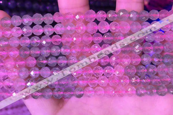 CBQ723 15.5 inches 6mm faceted round mixed strawberry quartz beads