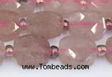 CBQ751 15.5 inches 8*10mm faceted oval strawberry quartz beads